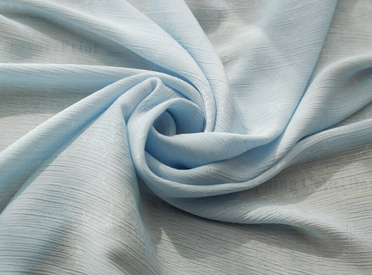 Tissu mousseline jacquard Tencel : infroissable, bleu turquoise, matériau de couture