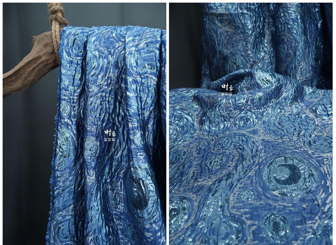 Van Gogh Starry Night Jacquard Fabric: 56"w Impressionism Style