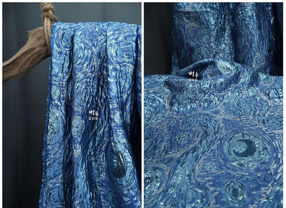 Van Gogh Starry Night Jacquard Fabric: 56"w Impressionism Style