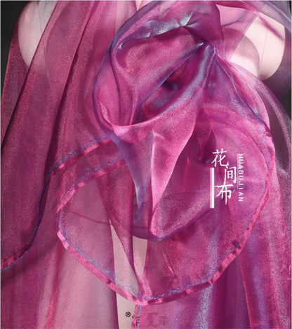 Iridescent Organza Fabric: Magenta Blue Shimmery Tulle, 55" Wide