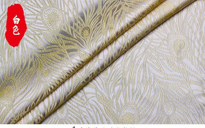 Peacock Tail Silk Brocade Fabric: 29.5"W Jacquard Rayon Blend