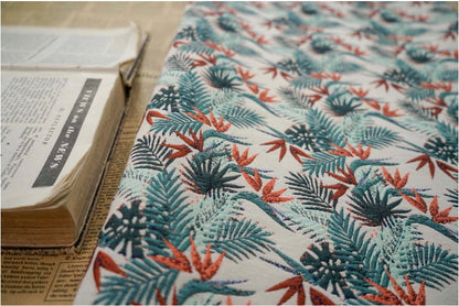 Red and Green Bamboo Fabric: Retro Upholstery, Costume, Decor