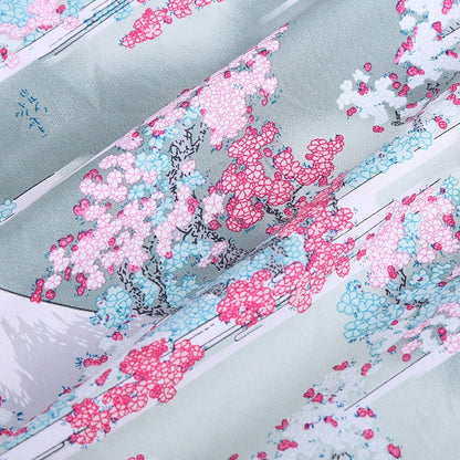 Mount Fuji Cotton Fabric: Japanese Floral Print, Sewing & Upholstery