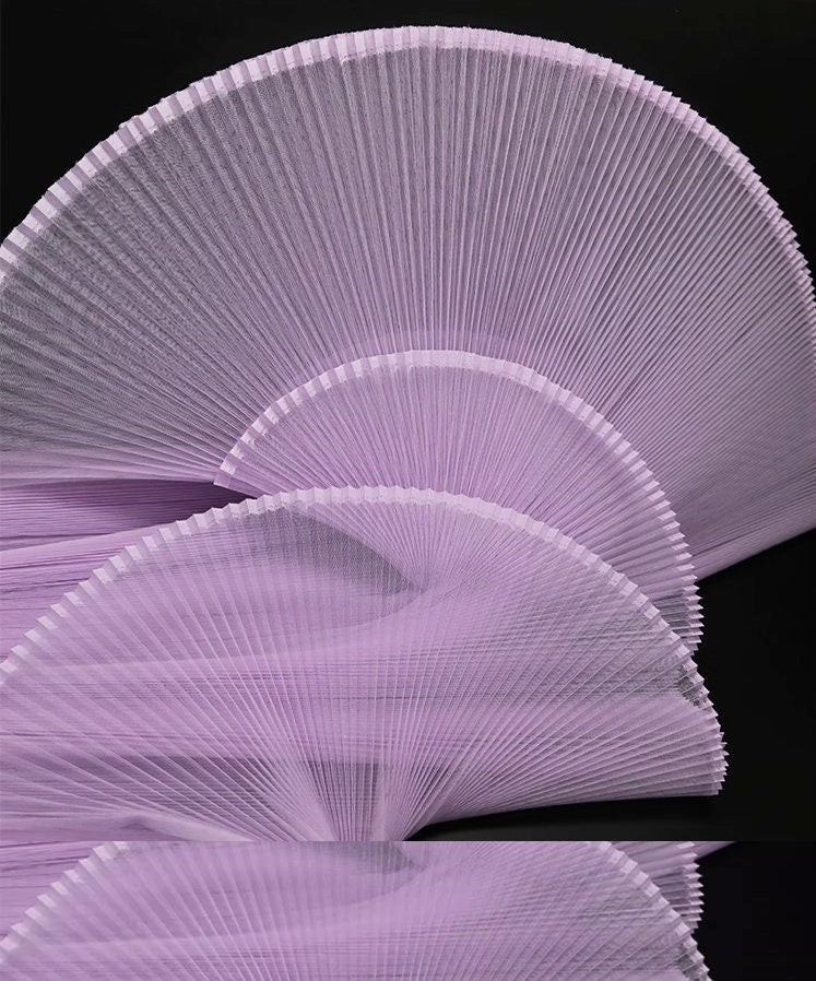 Pleated Organza Tulle Fabric: Stiff Yarn, 63" Wide Designer Material
