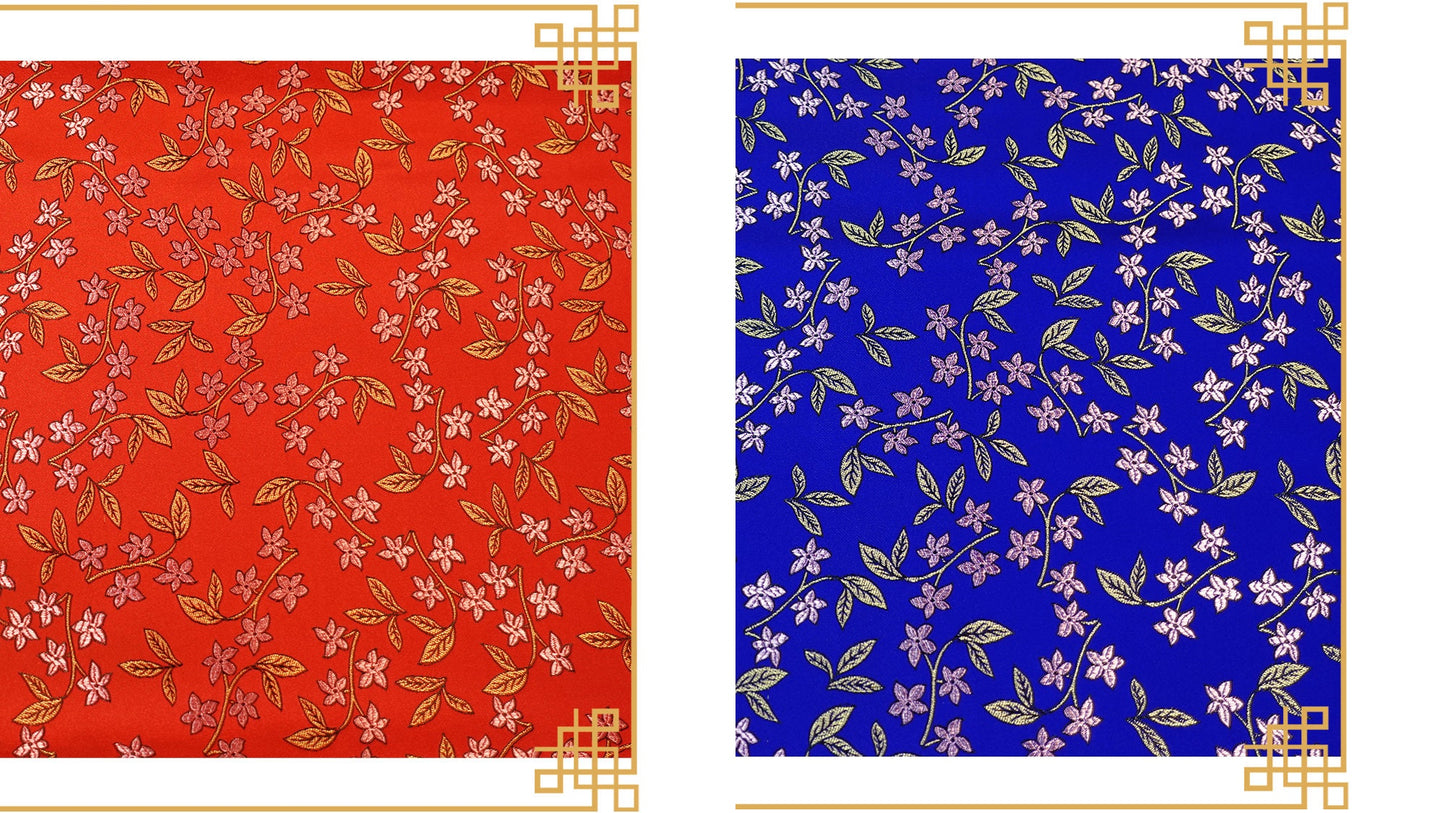 Floral Silk Brocade Fabric: Golden Bud Wedding Material, 45" Wide