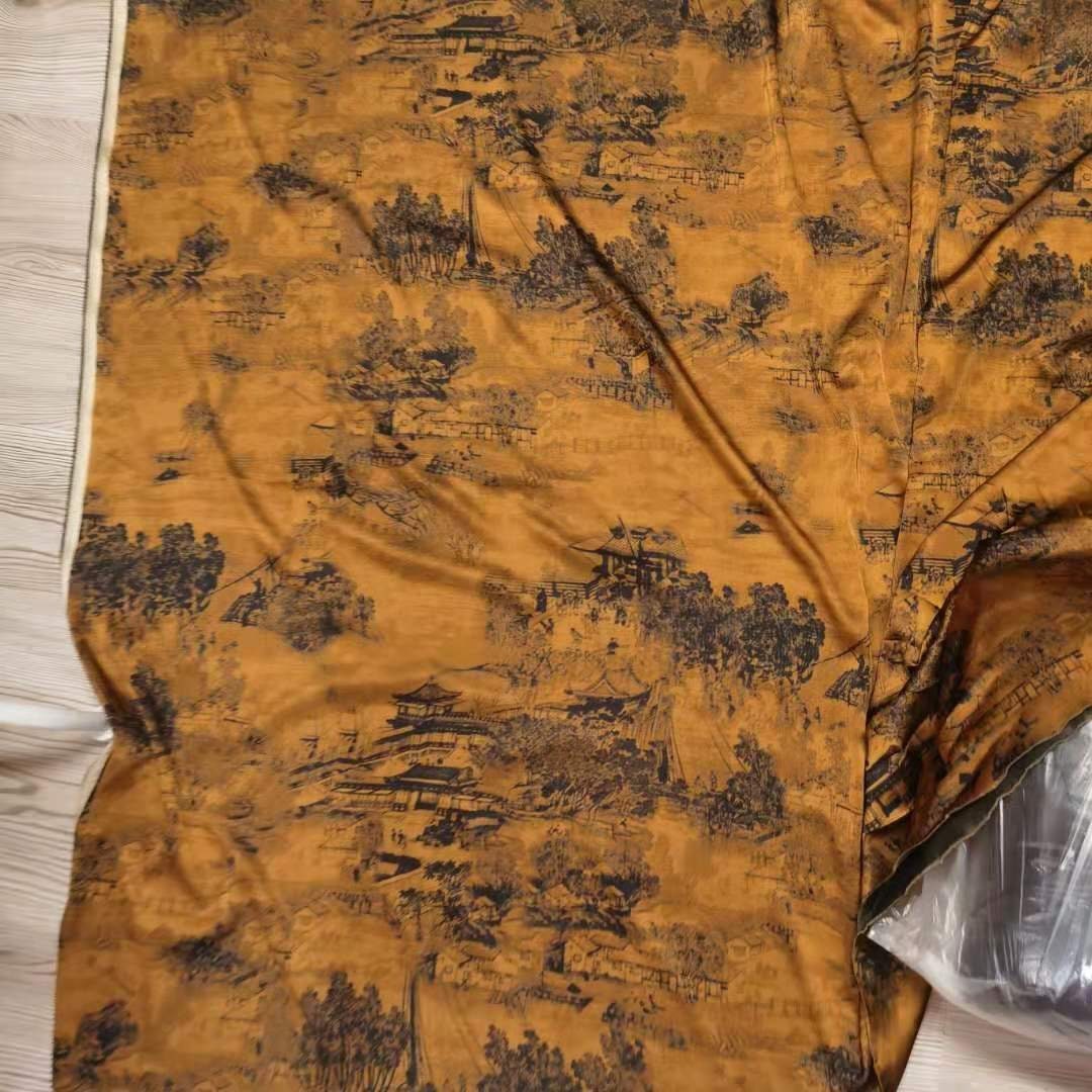 Qingming Festival Satin Fabric: Gambiered Canton Gauze, Sewing Fabric (58"W)