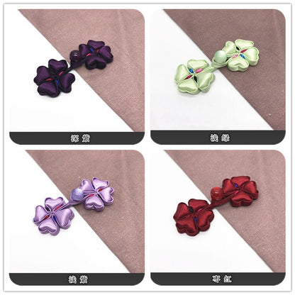 Boutons de couture en satin à motif trèfle à quatre feuilles : nœuds décoratifs pour cheongsam