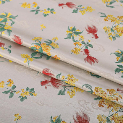 Floral Silk Brocade Fabric: 59"W Upholstery, Costume, & Decor