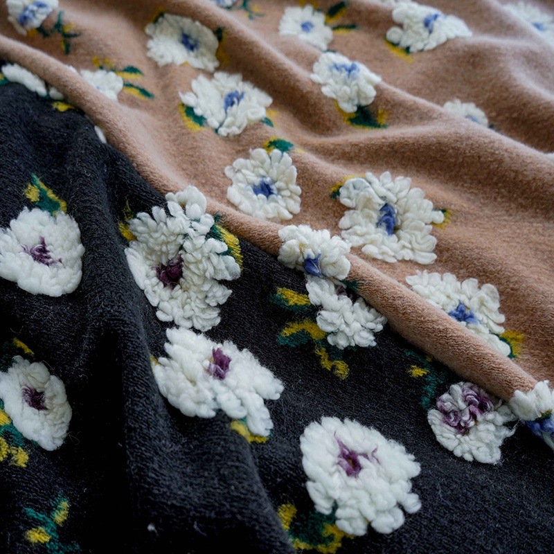 Retro French Daisy Plush Fabric: Cosplay Costume Material (63" W)