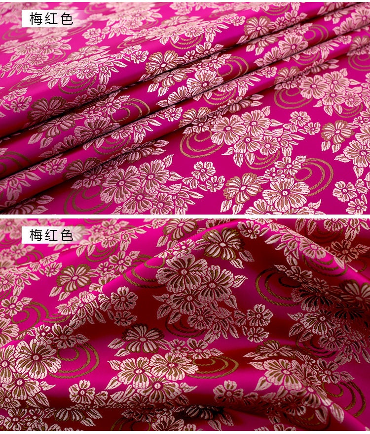 Floral Silk Brocade Fabric - 29.5" Wide - Chinese Wedding Fabric