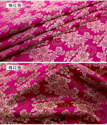 Floral Silk Brocade Fabric - 29.5" Wide - Chinese Wedding Fabric