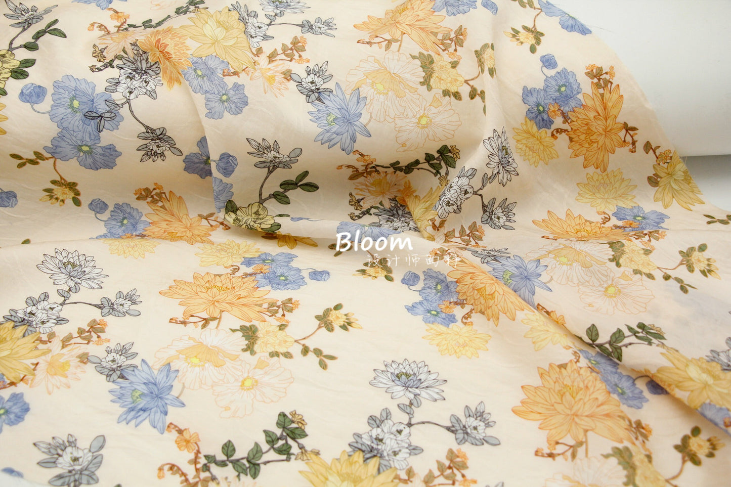 Vintage Floral Hemp Tencel Linen Fabric: Silky Sustainable Material