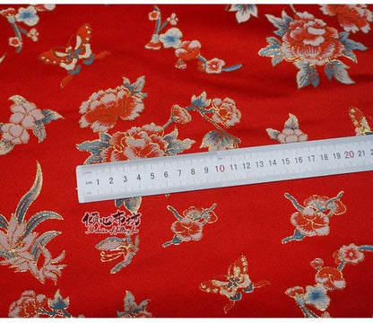 Peony Silk Brocade Fabric: Chinese Jacquard for Cheongsam, Hanfu & Upholstery