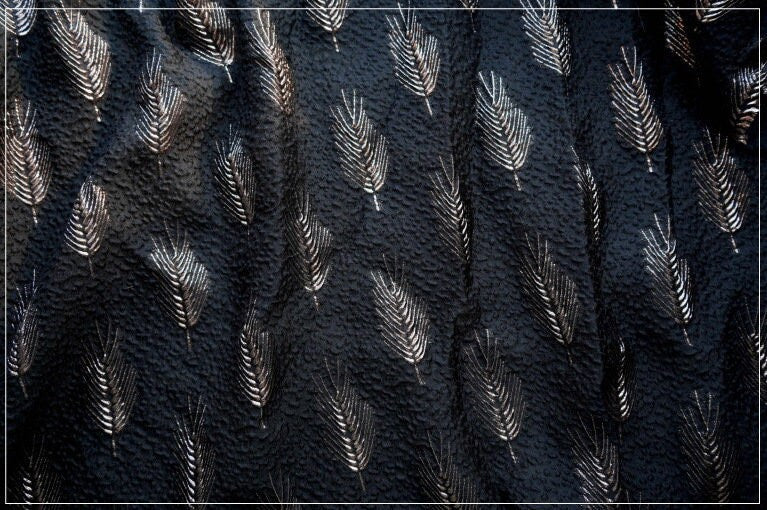 Gold Feather Jacquard Brocade Fabric: 55" Wide Upholstery Sewing Material