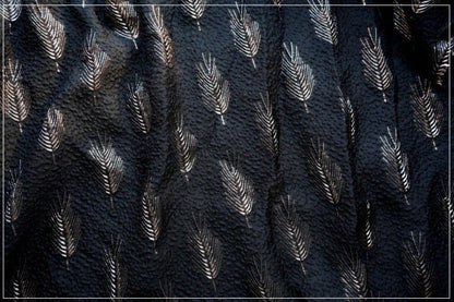 Gold Feather Jacquard Brocade Fabric: 55" Wide Upholstery Sewing Material