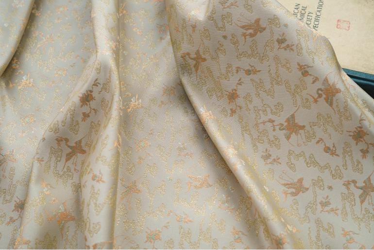 Gold Thread Jacquard Fabric: 3D Oil Painting Texture, 55" Wide