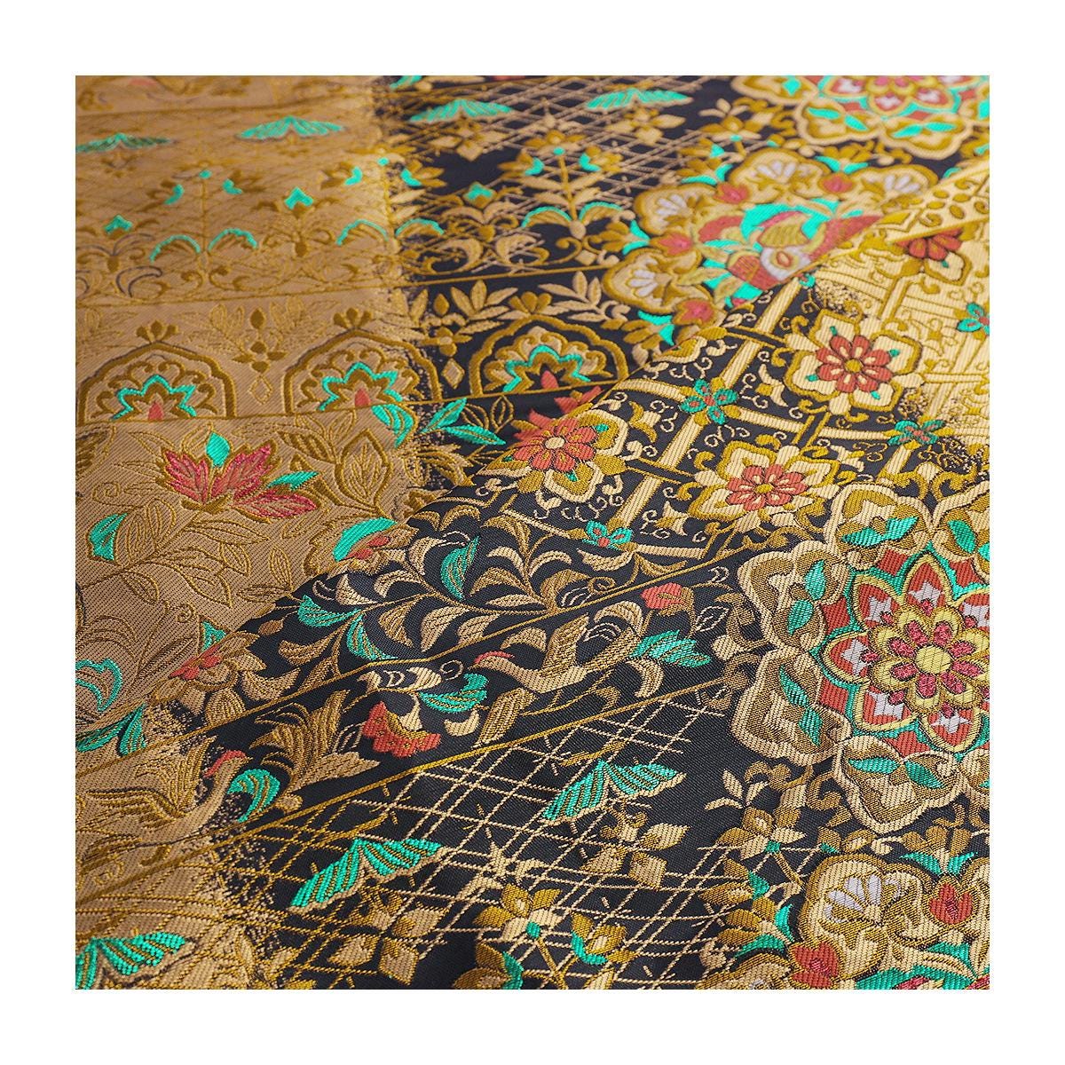 Luxury Brocade Jacquard Satin Fabric: Gold Woven Chinese Yun Brocade