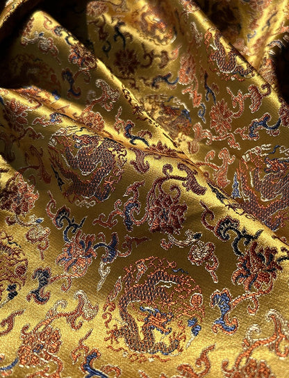 Dragon Silk Brocade Fabric: 57"W Chinese Emperor Robe Material