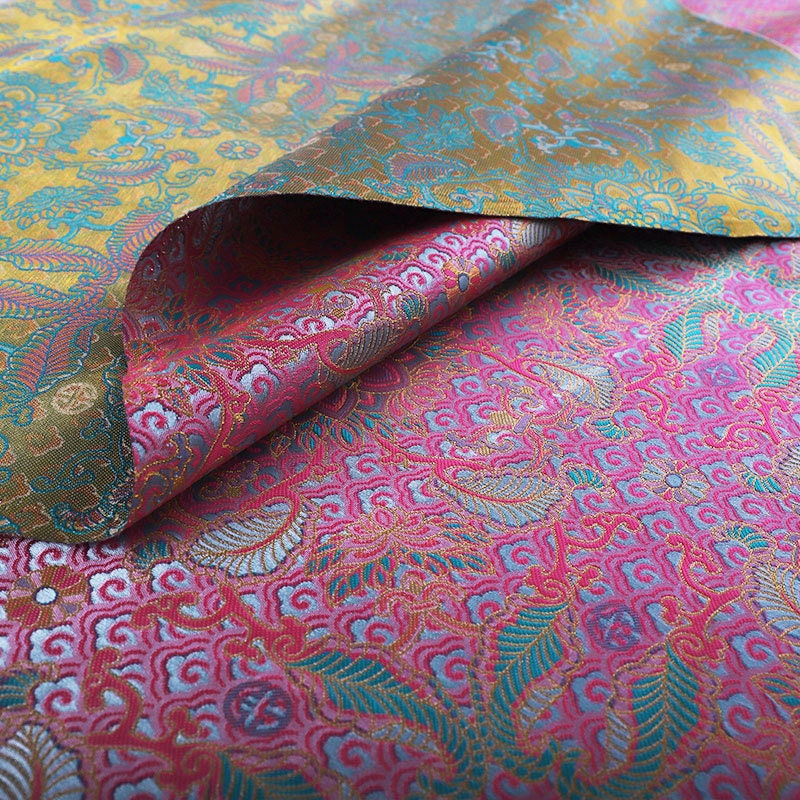45"W Kaleidoscope Jacquard Brocade Fabric: Emperor Tibetan Cheongsam Sewing