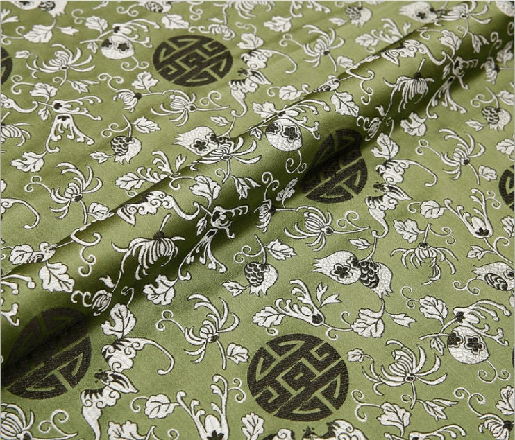 Pomegranate Brocade Fabric: 59" Wide Jacquard Silk Rayon Blend
