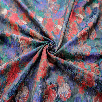 Autumn Floral Jacquard Fabric: Retro Palace Style, 62" Wide