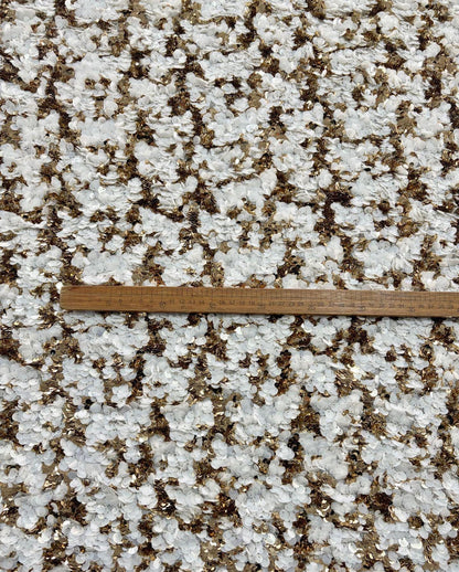 Cream Gold Sequin Layered Embroidered Chiffon Fabric ��� Wedding Dress & Gown Embroidery Materi"Wide