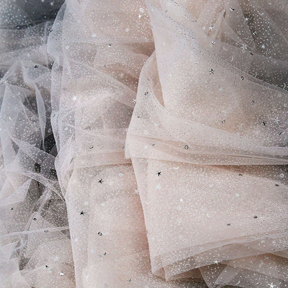 Galaxy Organza Fabric: Silver Foil Sheer Wedding Material