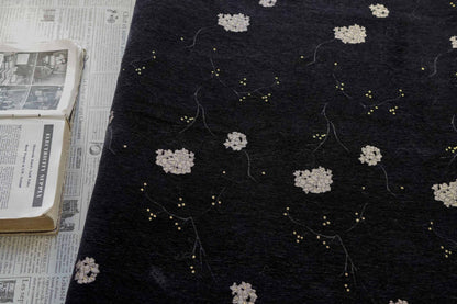 Retro Floral Chenille Jacquard Upholstery Fabric - Gold Thread, 60" Wide
