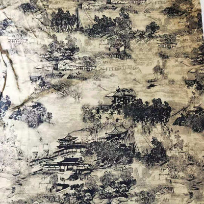 Qingming Festival Satin Fabric: Gambiered Canton Gauze, Sewing Fabric (58"W)