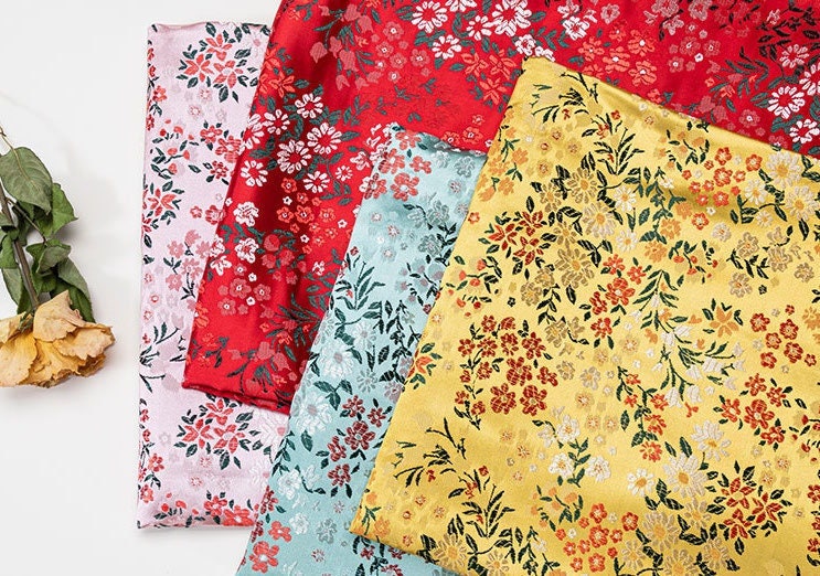 Cherry Blossom Jacquard Brocade Fabric: 45��� Wide Silk Rayon