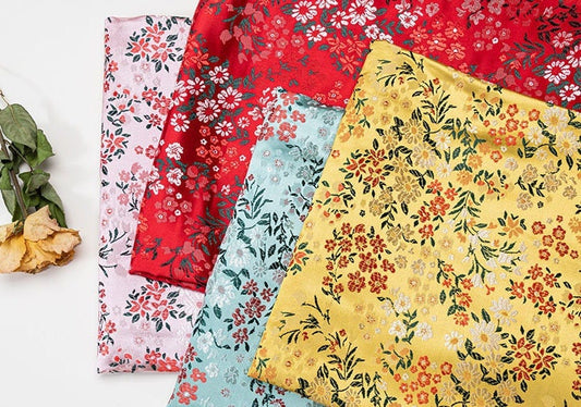 Cherry Blossom Jacquard Brocade Fabric: 45��� Wide Silk Rayon