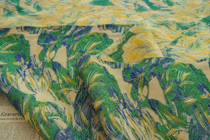 Gold Thread Jacquard Fabric: Oil Painting Style, 54" Wide