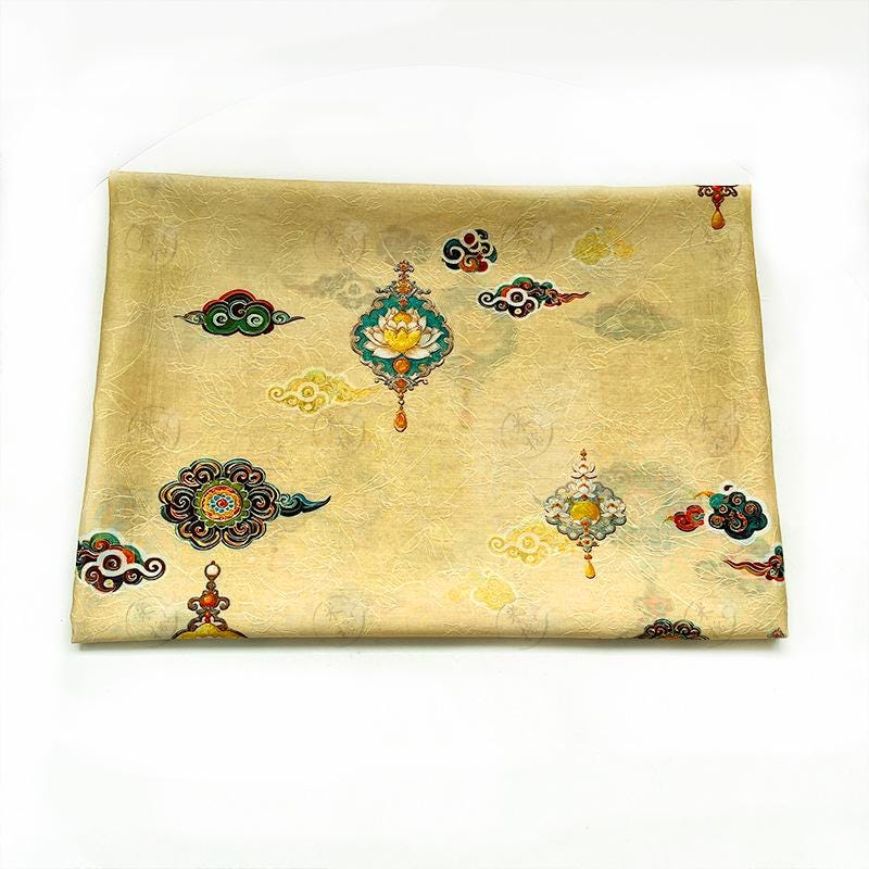 Lotus Cloud Tencel Jacquard Fabric: Elegant Hanfu & Qipao Sewing Material
