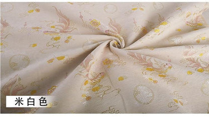 Koi Fish Chenille Fabric: Gold Weaving Pattern, 58" Wide