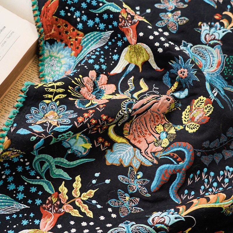 Gold Thread Jacquard Fabric: 3D Floral Upholstery, Quilting - 50"W