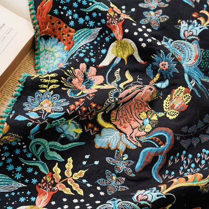 Gold Thread Jacquard Fabric: 3D Floral Upholstery, Quilting - 50"W