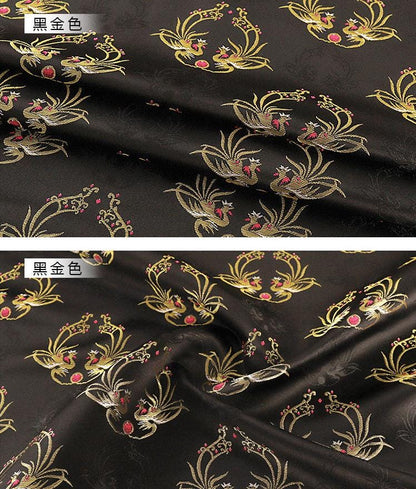 Phoenix Brocade Fabric: Japanese Nishijin Weaving with Gold Thread (59"W)