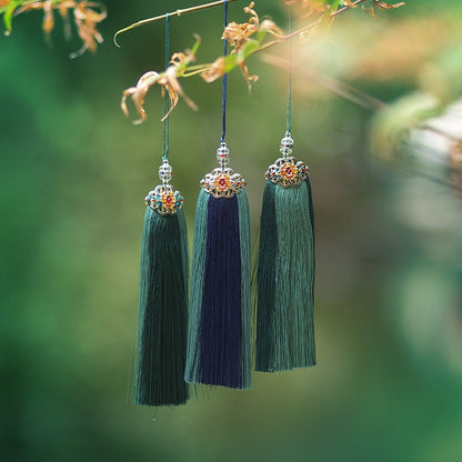 Handmade Two-Color Rayon Tassel: Antique Decor Pendant (16.5cm)