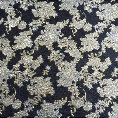 Tissu jacquard floral à fil doré : texture 3D pour ameublement, costumes et décoration (57 po de largeur)