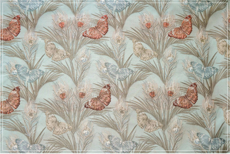 Butterfly Jacquard Fabric: 3D Texture Gold Thread, 55" Wide