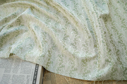 Mint Green Jacquard Fabric: 3D Floral Design, 65" Wide