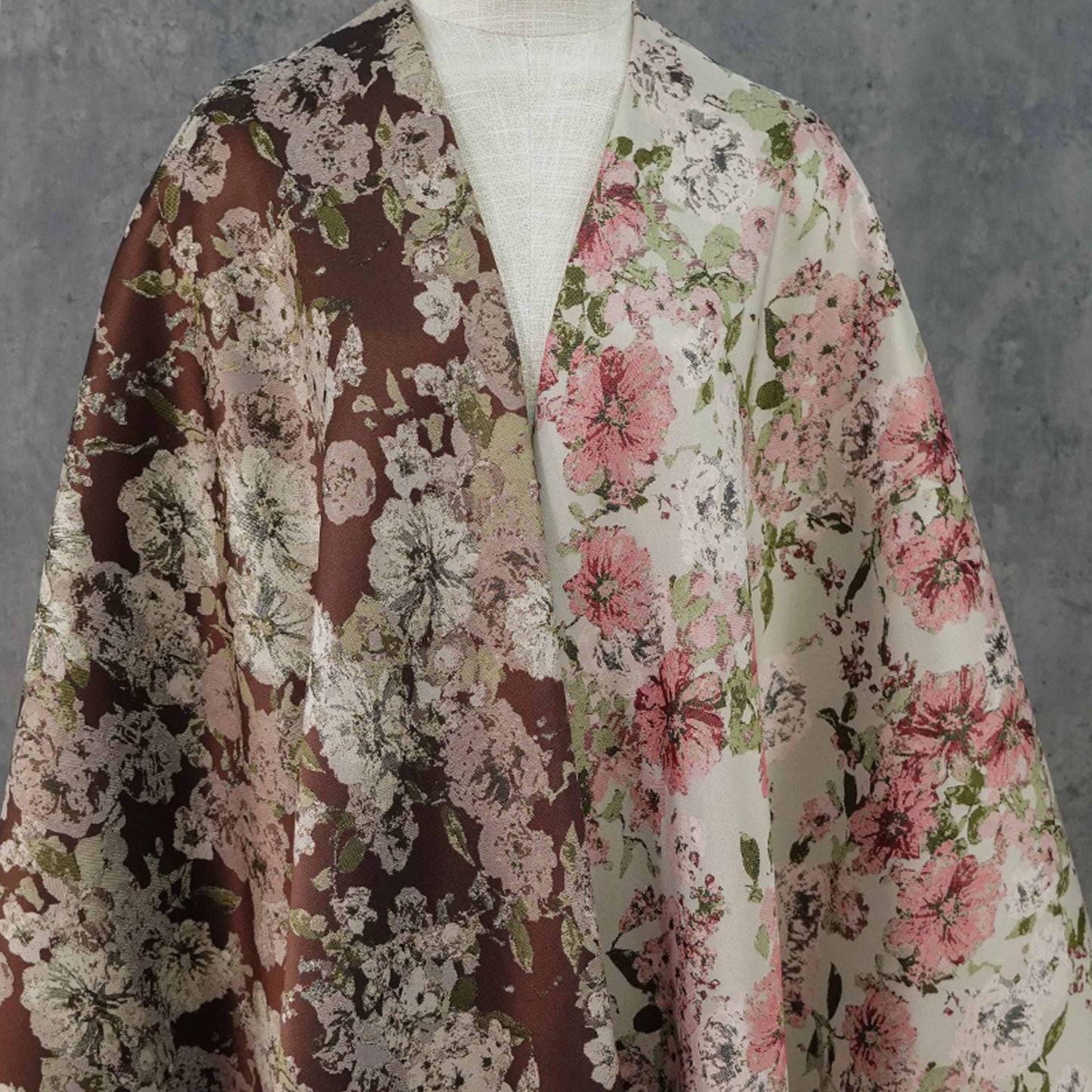 Vintage Floral Jacquard Fabric: 55"W Pastoral Style - By The Meter