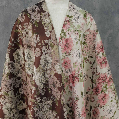 Vintage Floral Jacquard Fabric: 55"W Pastoral Style - By The Meter