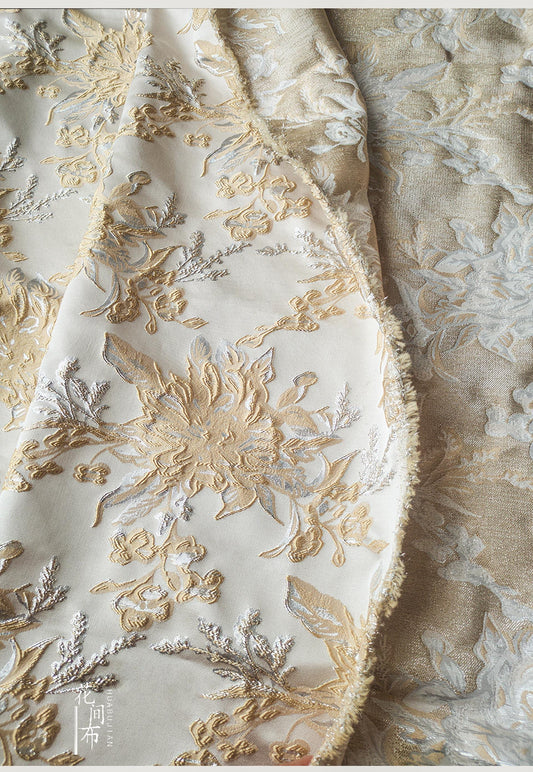 Tissu jacquard à motif pivoine abstraite : ameublement gaufré, rideaux, couture (largeur : 55 pouces)