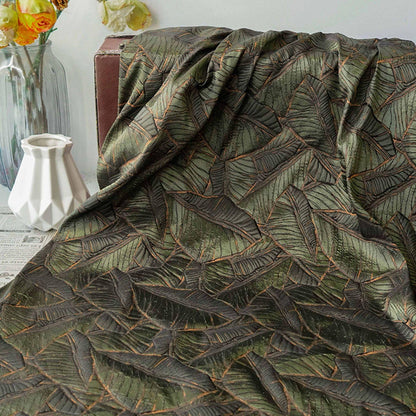 Retro Leaf Embossed Jacquard Upholstery Fabric ��� 3D Textured Material by the Ya"Wide