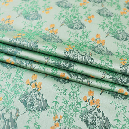 59"W Song Brocade Fabric: Chinese Wishful Damask Silk Rayon