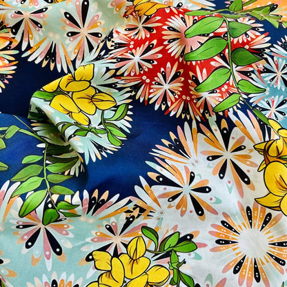 Floral Cotton Fabric: 60s Style Print, 59" Wide