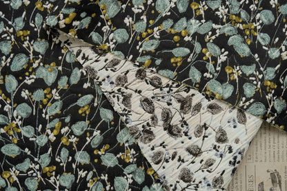 Tissu jacquard tissé à motif floral : revêtement d'ameublement réversible rétro, couture DIY - 140 cm de large