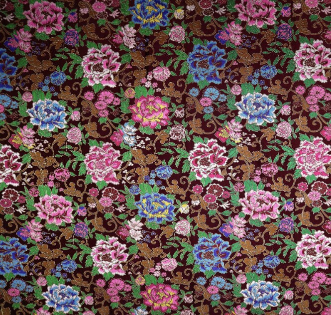 Peony Brocade Fabric: Chinese Jacquard for Cheongsam & Kimono (29"W)