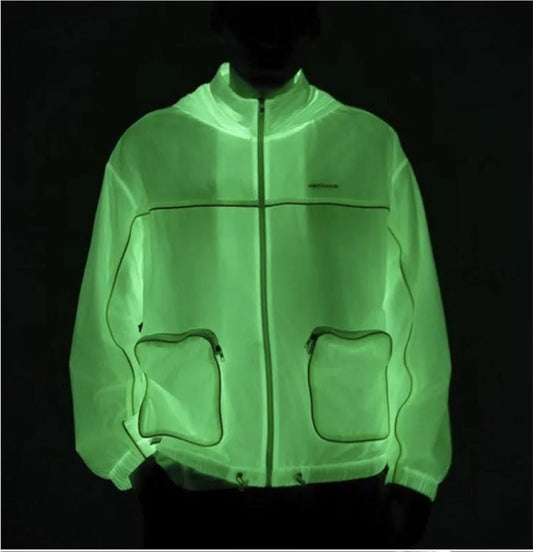 Midnight Green Luminous Fabric: Waterproof Retro-Reflective Polyester (59"W)